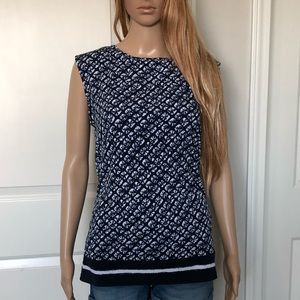 Michael Kors Blue | White Tie Dye Circle Soft Tank